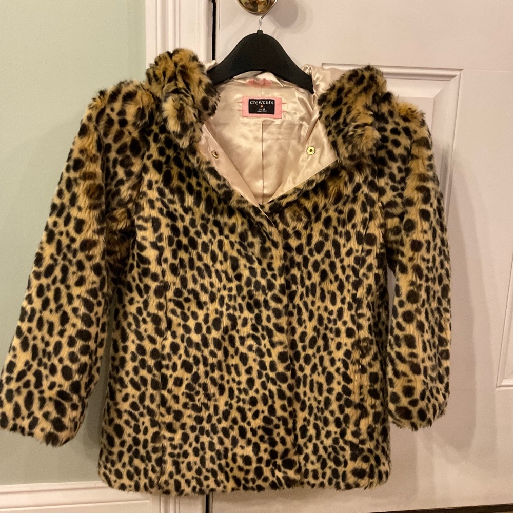 Girls Crewcuts faux fur hooded coat size medium never worn